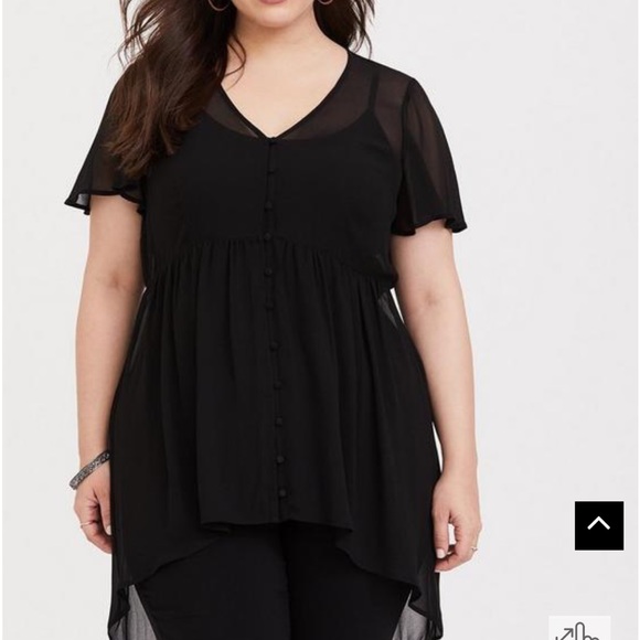 Torrid Button Front High Low Sheer Blouse Size 2 - Picture 1 of 12